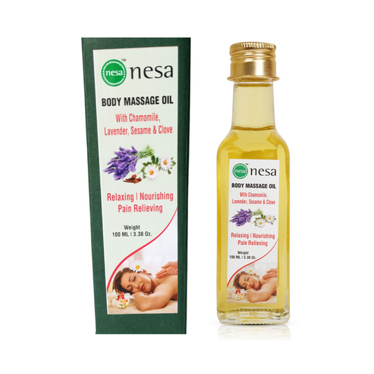 Nesa Relaxation Massage Oil - Natural Blend of Chamomile, Lavender, and Clove Oils for Stress Relief & Muscle Relaxation - 100 ml | Soothing Body Massage Oil