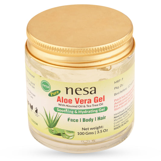 Nesa Pure Aloe Vera Gel (100g) | Soothing & Hydrating Gel for Face, Body, and Hair | Dry & Acne Skincare Solution | Natural Moisturizer