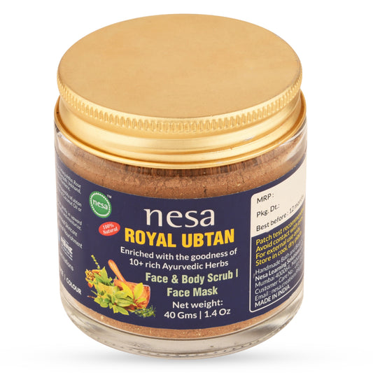 Nesa Royal Ubtan | Face and Body Scrub + Face Mask | 40 Gms | Natural Glow, Exfoliation, and Brightening | Wild Turmeric, Red Sandalwood, and Ashwagandha