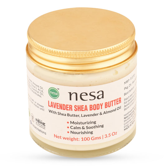 Nesa Lavender Shea Body Butter (100g) | Shea Butter, Almond Oil & Lavender | Natural Nourishment | Ideal for Dry Skin