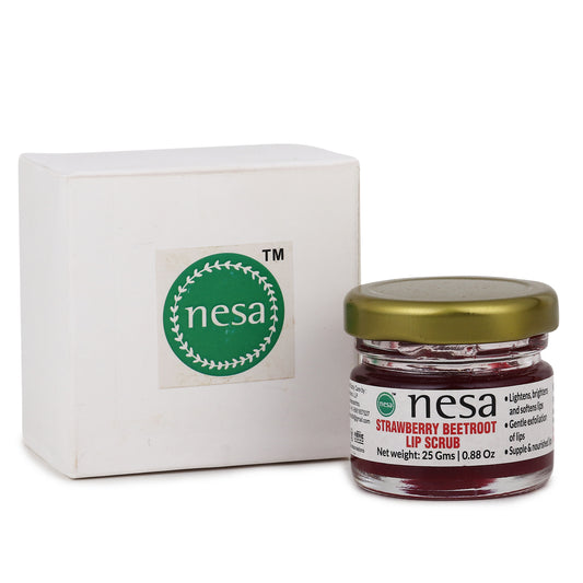 Nesa Strawberry Lip Scrub - 25 Gms - Exfoliating Treatment for Dry, Chapped, and Dark Lips - Lip Care for Healthy and Nourished Lips