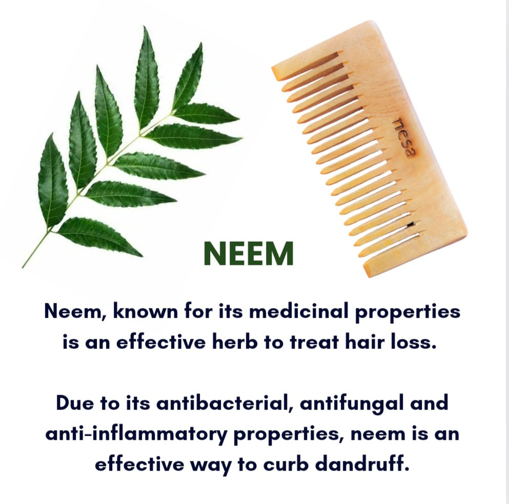 Nesa Neem Wood Comb Combo – Handle Comb + Shampoo Comb for Complete Natural Hair Care